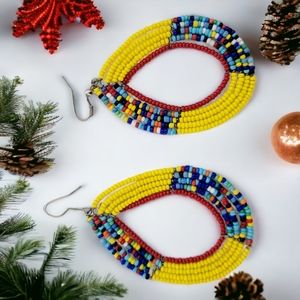 Beaded earrings, hand-made earrings, Ankara earrings, earrings